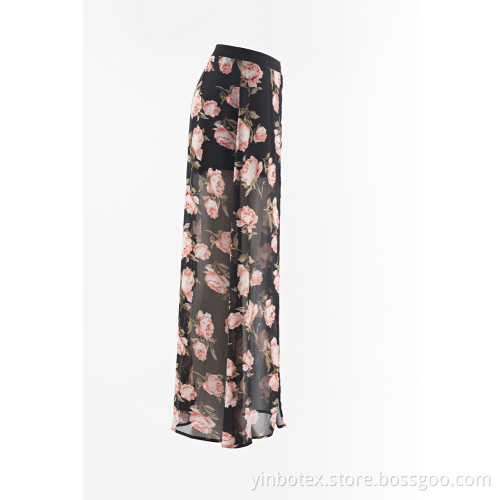 Print-Chiffon mit weit geschnittenen Hosen